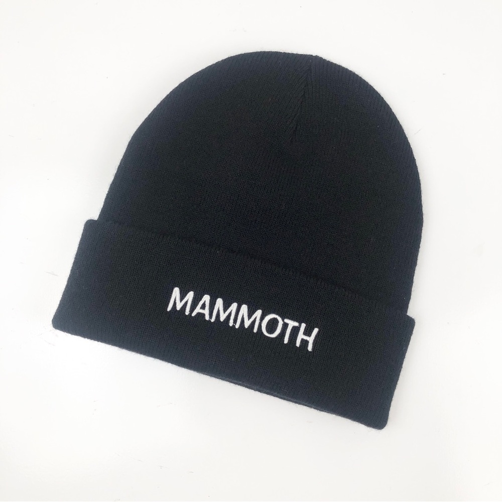 Mammoth Continental Beanie Embroidered Hat Black White